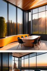 Aesthetic interiors and office spaces. Generative AI