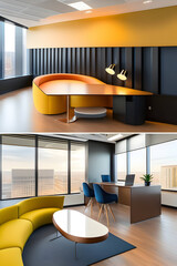 Aesthetic interiors and office spaces. Generative AI