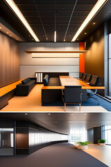 Aesthetic interiors and office spaces. Generative AI