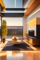 Aesthetic interiors and office spaces. Generative AI