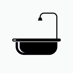 Bath Tub Icon in Glyph Style. Bathroom, Toiletries Element Symbol - Vector