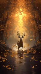 Majestic Deer Grazing in the Wild without Humans in Sight Generative Ai