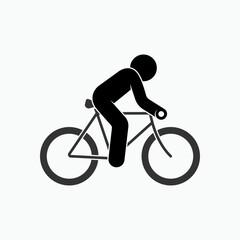 Obraz premium Bicycle Man Icon. Bike to Work Symbol. Sport Element Sign - Vector