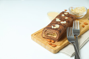 Concept of delicious sweet food - cake roll