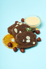 Concept of delicious sweet food - cake roll