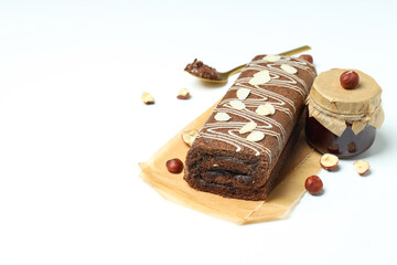 Concept of delicious sweet food - cake roll