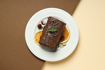 Concept of delicious sweet food - cake roll