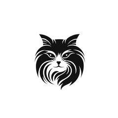 Cat black vector logo design / icon, transparent background, complex, beautiful, elegant, siberian cat