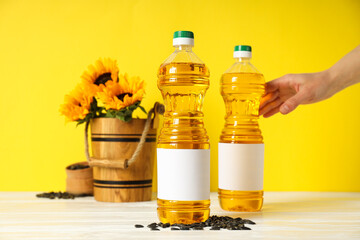 Concept of ingredients for cooking - Sunflower oil
