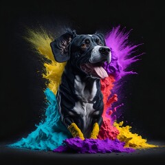 Obraz premium A centered explosion of colorful powder