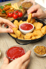 Concept of tasty fast food - delicious nuggets