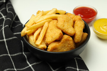 Concept of tasty fast food - delicious nuggets