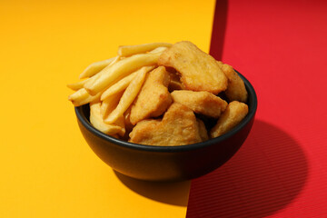 Concept of tasty fast food - delicious nuggets
