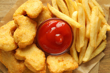 Concept of tasty fast food - delicious nuggets
