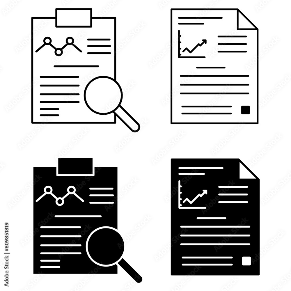 Poster data analysis icon vector set. profit graph illustration sign collection. data science symbol or log