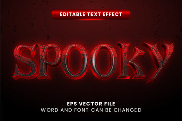 Red neon spooky halloween editable vector text effect