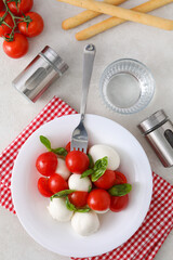 Concept of tasty Italian cuisine food - Caprese salad