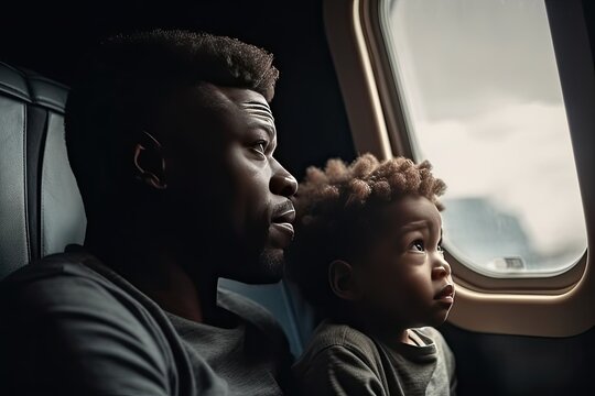 Father and son on the airplane