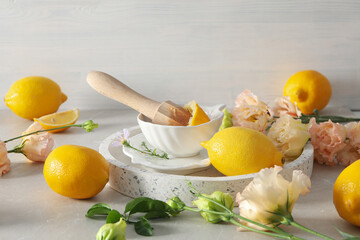 Concept of tasty citrus fruit - delicious lemon