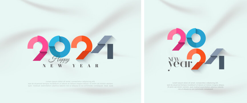 Colorful new year 2024 design with modern unique numbers. Premium vector design for greeting, Invitation, banner poster and others.