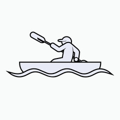 Canoeing Icon. Kayak Sport Water Symbol.     