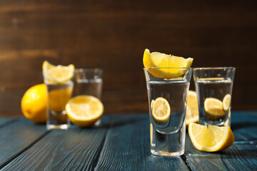 Concept of strong alcoholic drink - vodka drink