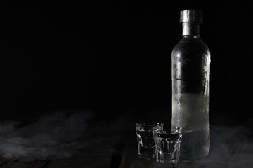 Concept of strong alcoholic drink - vodka drink