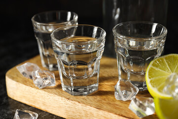 Concept of strong alcoholic drink - vodka drink