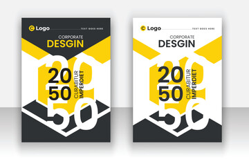 Corporate modern annual report book cover template set.