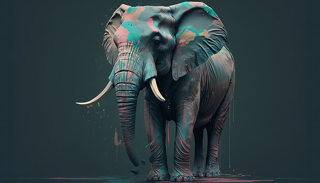 Elephant animal abstract wallpaper. Soft background tusker in Pastel colors generative ai