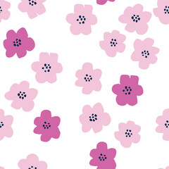 Beautiful Floral texture with hand drawn flowers. Seamless floral pattern in retro style. Abstract flowers, vintage background perfect for prints, textile, wrapping paper and surface design