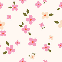 Abstract floral pattern. Vector seamless texture with small stylised flowers. Ditsy field background
