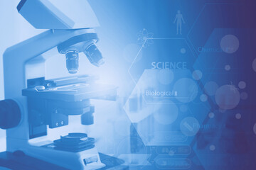 Science laboratory generic biology chemistry research concept graphic design for banner background.