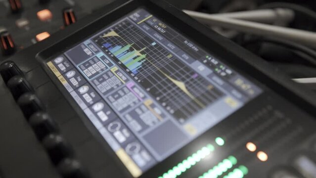 professional audio mixer digital display during rehearsal