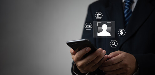 access personal financial Customer Bank Shopping Business E-KYC electronic know your customer concept. innovation technology against digital cybercrime digital banking business.