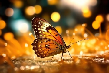 Fototapeta na wymiar Beautiful butterfly with light AI Generative