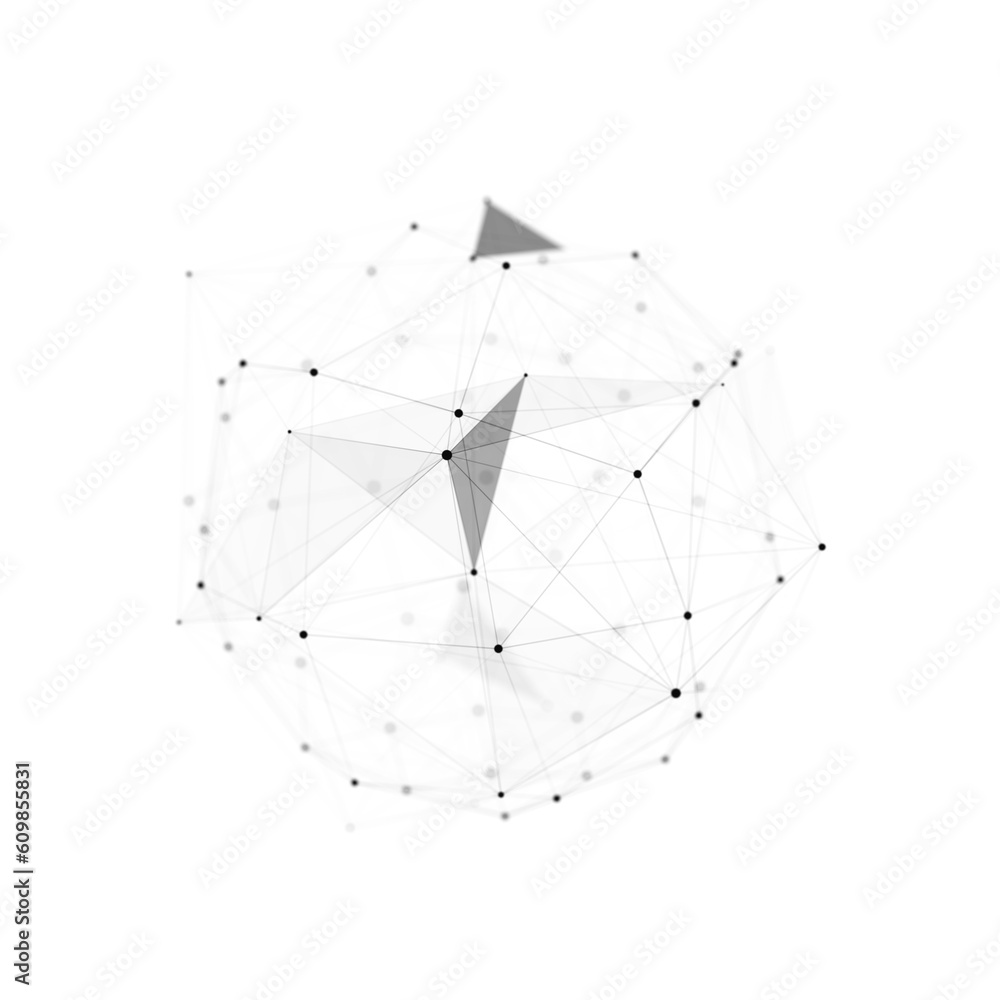 Poster futuristic sphere of particles connected by network. the flow of atoms in cyberspace. space energy c