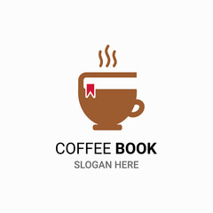 COFFE AND BOOK LOGO CONCEPT FOR BRAND, CAFE, LIBRARY, RESTAURANT, ETC