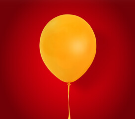 Yellow balloon on red background