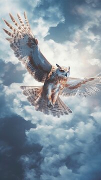 an owl flying across the sky Generative Ai