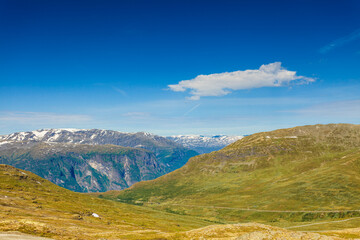 Mountains landscape. Norwegian scenic route Aurlandsfjellet