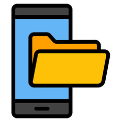 Folder smartphone filled line icon, use for website mobile app presentation