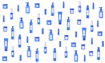 Background with bottles of lotion, cream, cosmetics for body care illustration