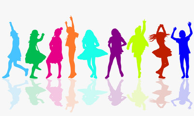 Happy and dancing girls concept vector illustration