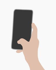 Hand holding smartphone with blank screen