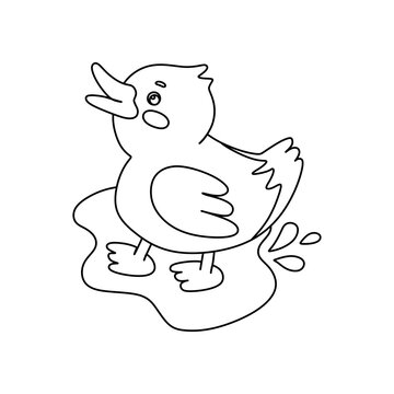 Duck Character Black and White Vector Illustration Coloring Book for Kids