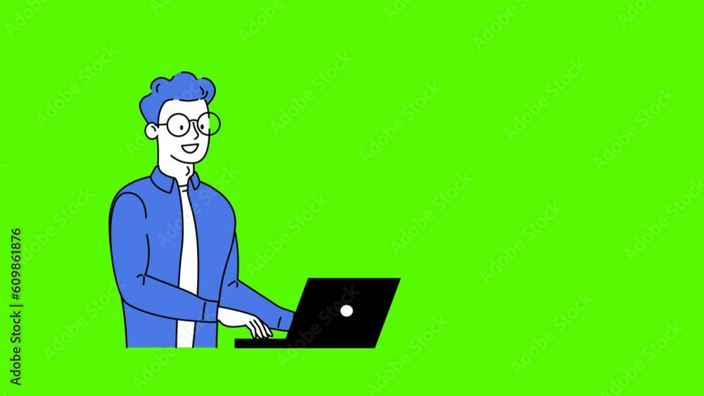 Poster a man with glasses is a programmer. programmer. office. the guy is working on a laptop. freelance. f