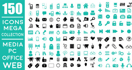 set of icons | premium Quality Universal pack with PC,MEDIA AND WEB OFFICE MEGA Icon pack with addition Normal Routine Big Icon Collection Vector Design Eps 10.
