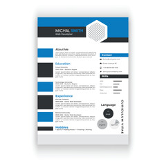 Clean and modern resume or cv template in a4.