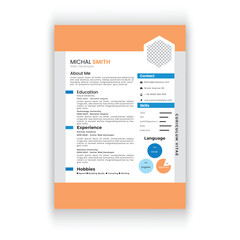 Clean and modern resume or cv template in a4.
